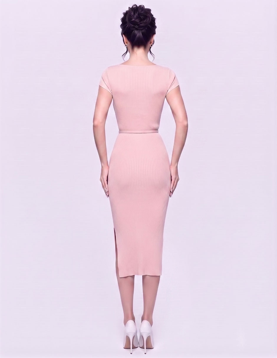 Vestido midi casual vestidos tejidos para mujer 3