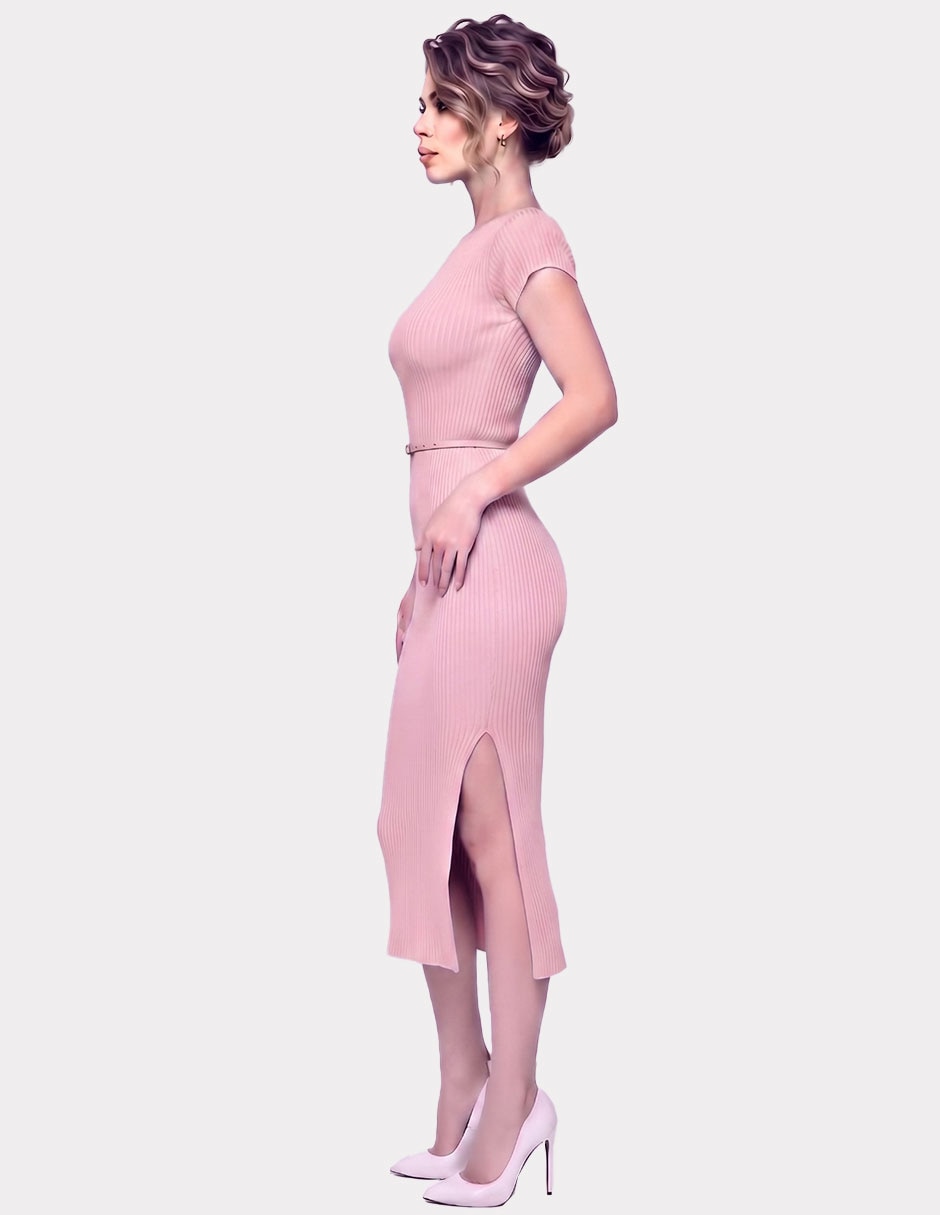 Vestido midi casual vestidos tejidos para mujer 4