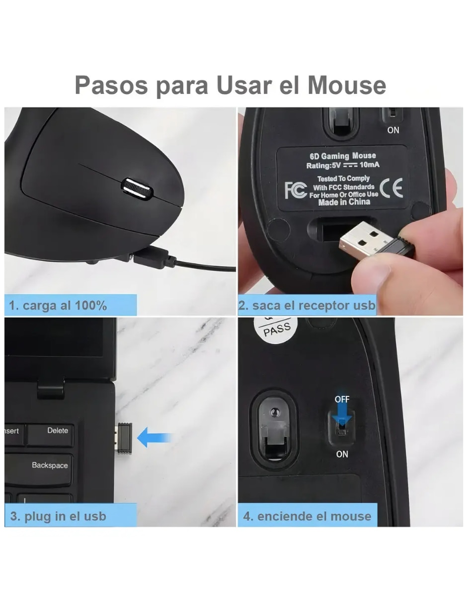 Mouse ergonómico Inalámbrica vertical