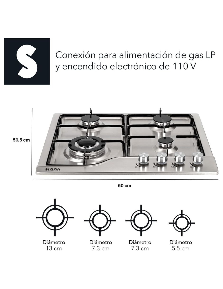 Parrilla a gas Lp empotrable Signa 8