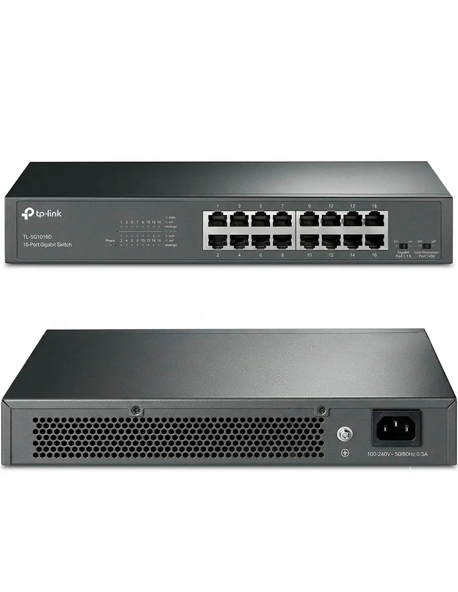 Conmutador Ethernet Alámbrico TP LINK TL-SG1016D v 2 4