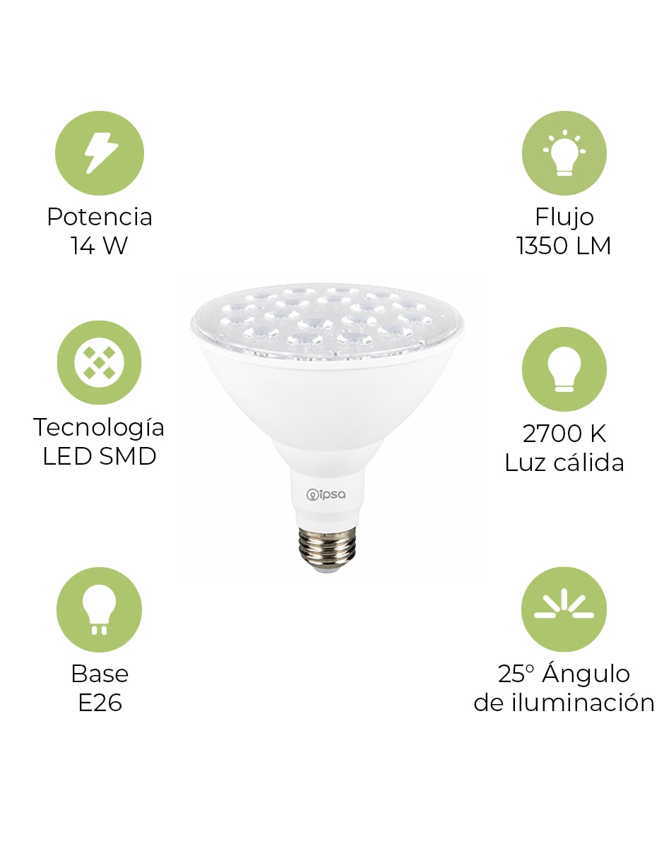 Foco LED Ipsa 14.5 W de consumo 15 W de iluminación 1350 lúmenes 3