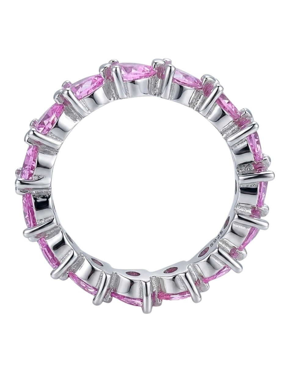 Anillo multi gemas de brillo P 925 de plata circonita baño de rodio 4