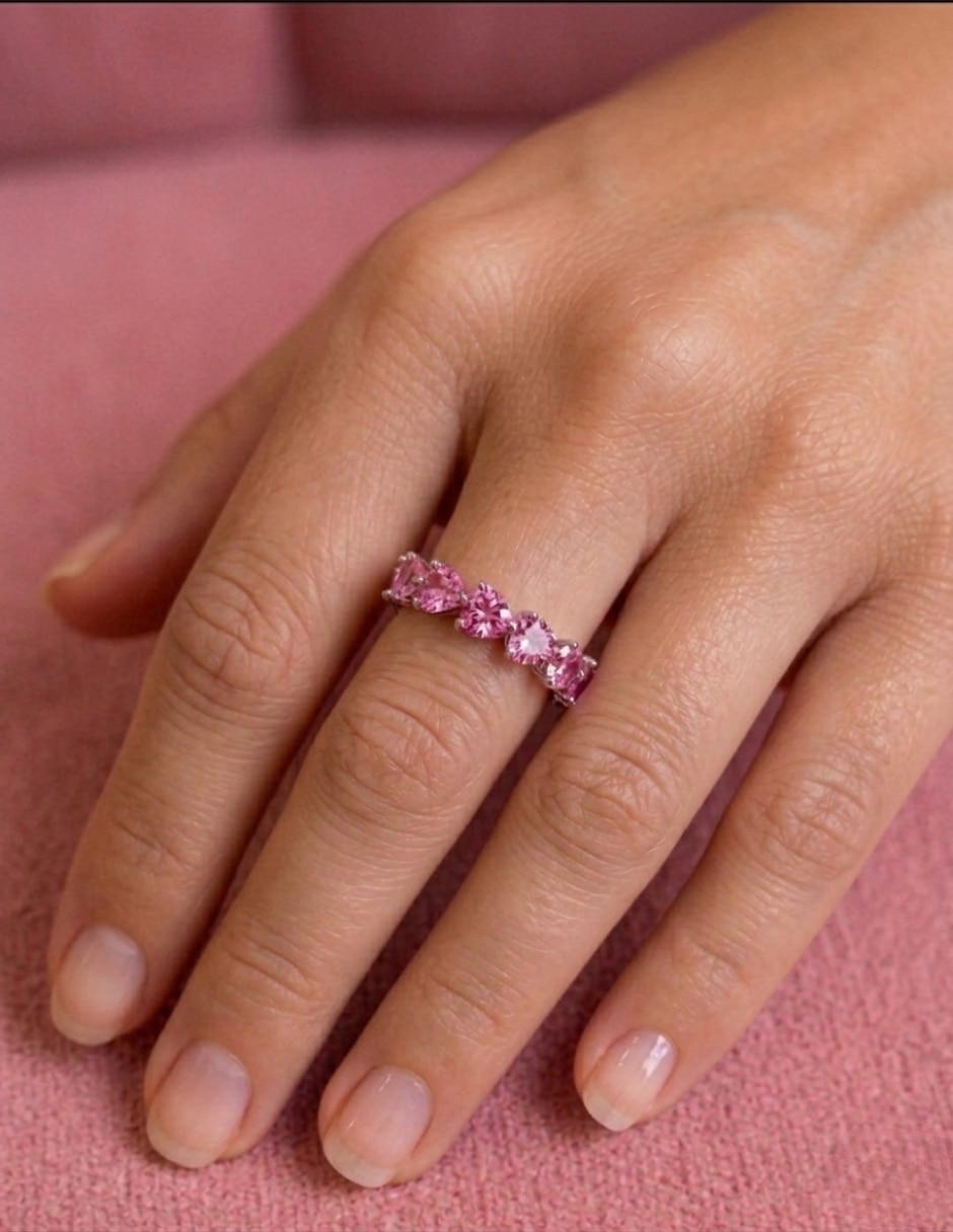 Anillo multi gemas de brillo P 925 de plata circonita baño de rodio 3
