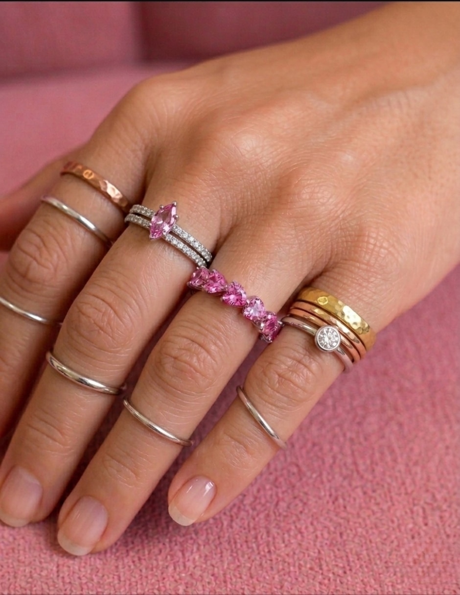 Anillo multi gemas de brillo P 925 de plata circonita baño de rodio 2