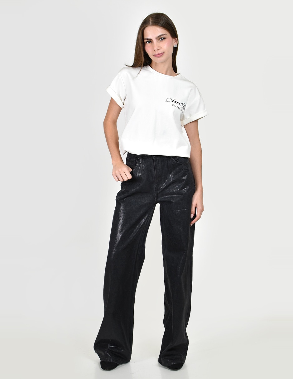 Jeans wide leg cintura para mujer 2