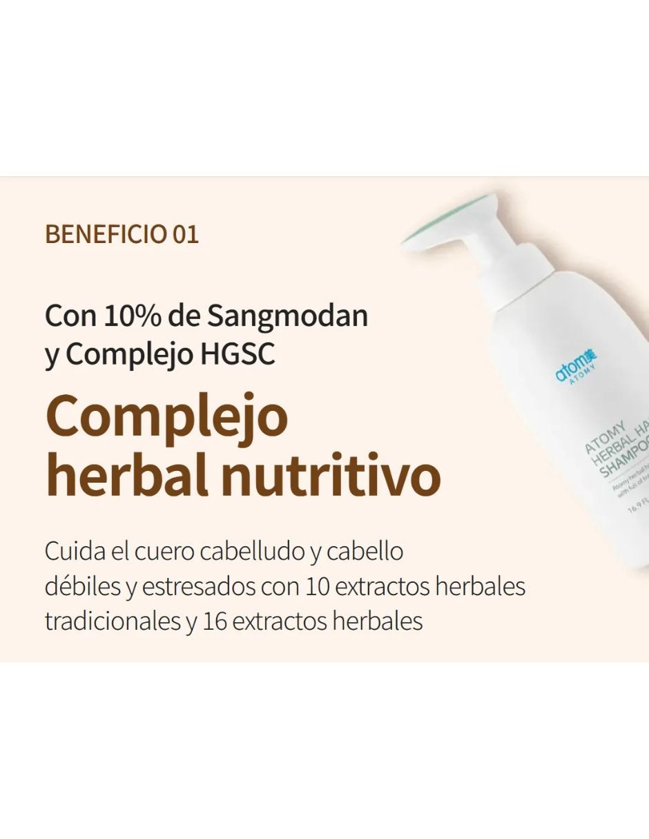 Shampoo reparador para cabello normal Herbal Coreano 500 ML 4