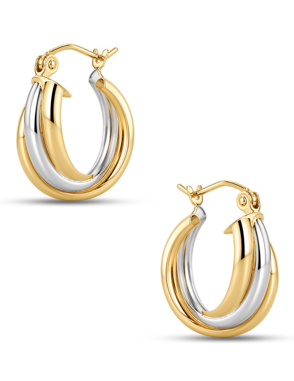 Arracadas de joyerias Bizzarro de oro amarillo 14 K con acabado brillante