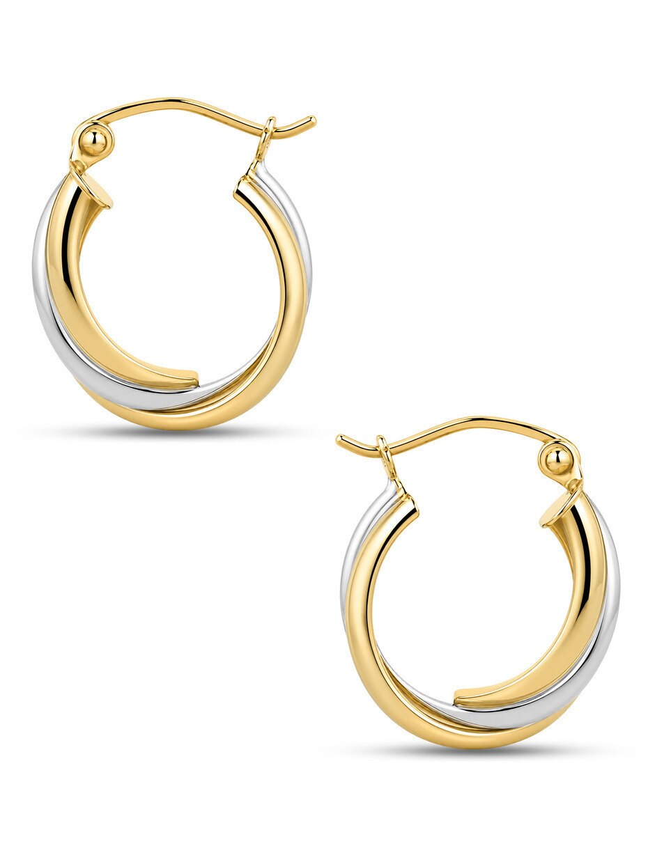 Arracadas de joyerias Bizzarro de oro amarillo 14 K con acabado brillante