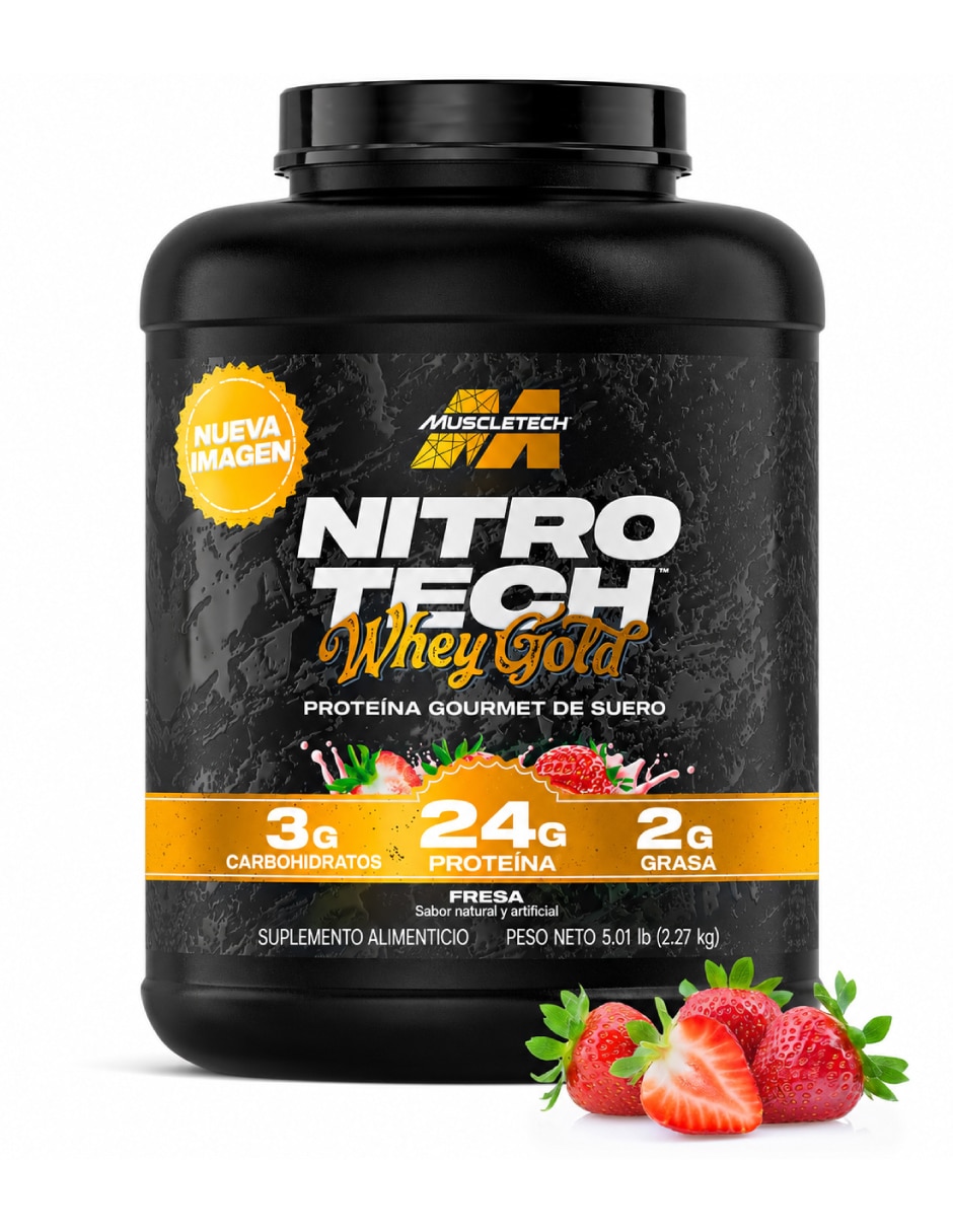 Proteina nitrotech wheygold 5lb - sabor fresa muscletech con proteína sabor fresa de Proteina nitrotech wheygold 5lb - sabor fresa muscletech con proteína sabor fresa de