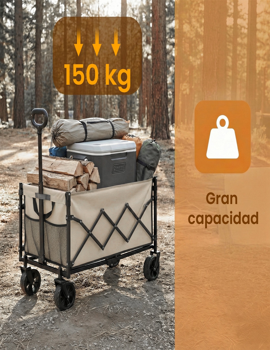 Carrito vagón plegable con capacidad de 90 kg 6