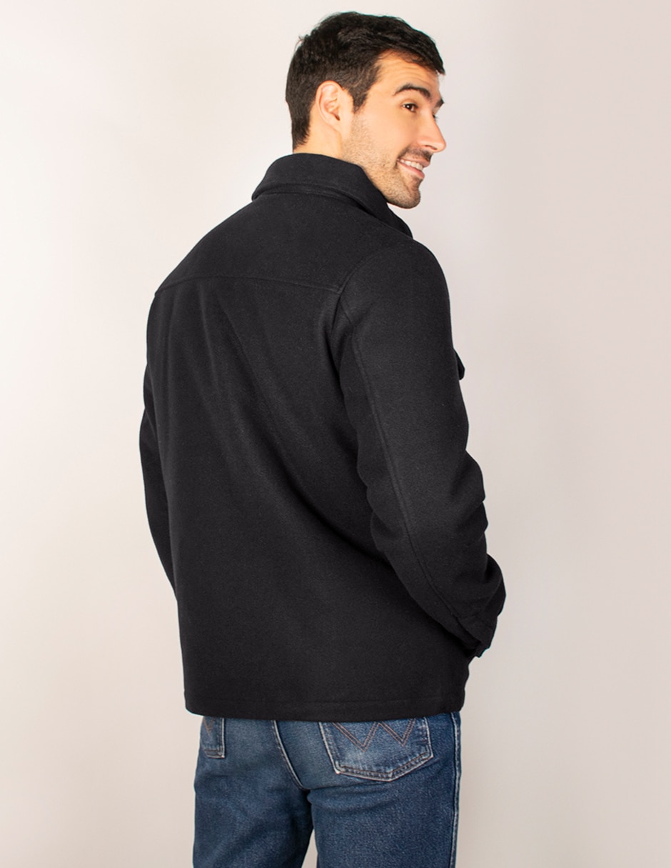 Chamarra casual lana de lana cuello a contraste para hombre 5