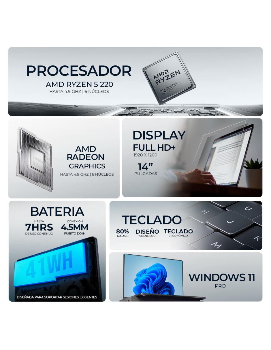 Laptop YX33D 14 pulgadas Full HD+ AMD Ryzen 5 Integradas 8 GB RAM 512 GB 4