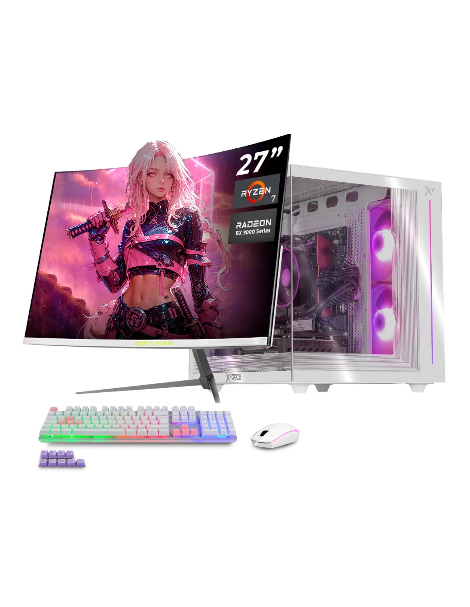 Computadora gamer xtreme pc gaming 27 pulgadas full hd amd ryzen 7 amd radeon rx 9060 xt 16 gb ram 1 tb