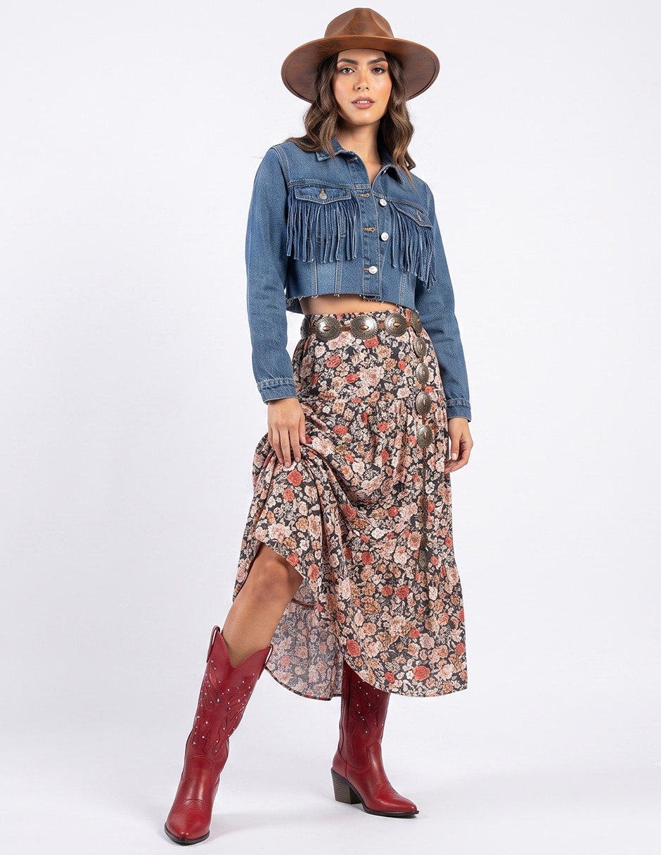 Bota cowboy abajo de la rodilla western para mujer 8