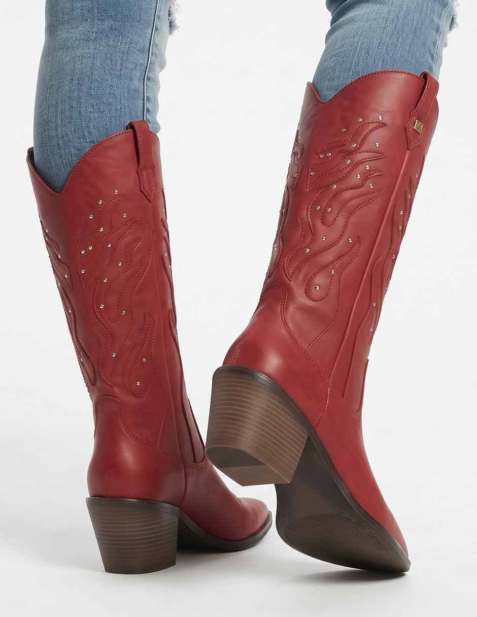 Bota cowboy abajo de la rodilla western para mujer 10