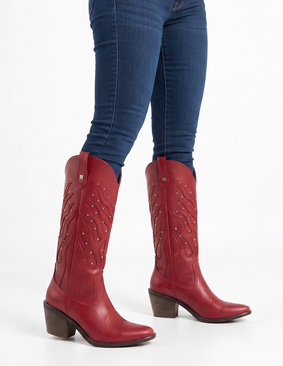 Bota cowboy abajo de la rodilla western para mujer 4