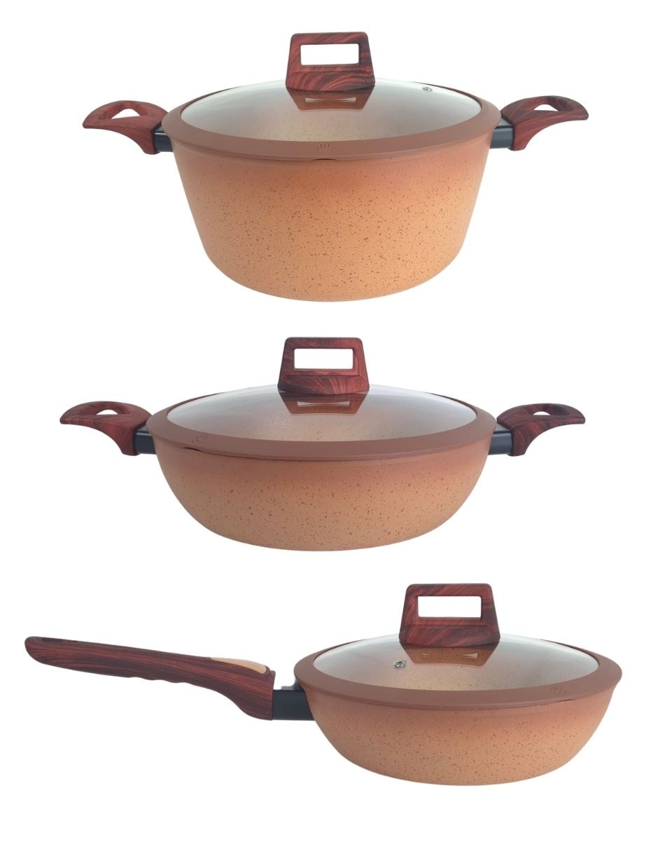 Batería de cocina caroline de aluminio forjado antiadherente cerámica set de 8 piezas 2