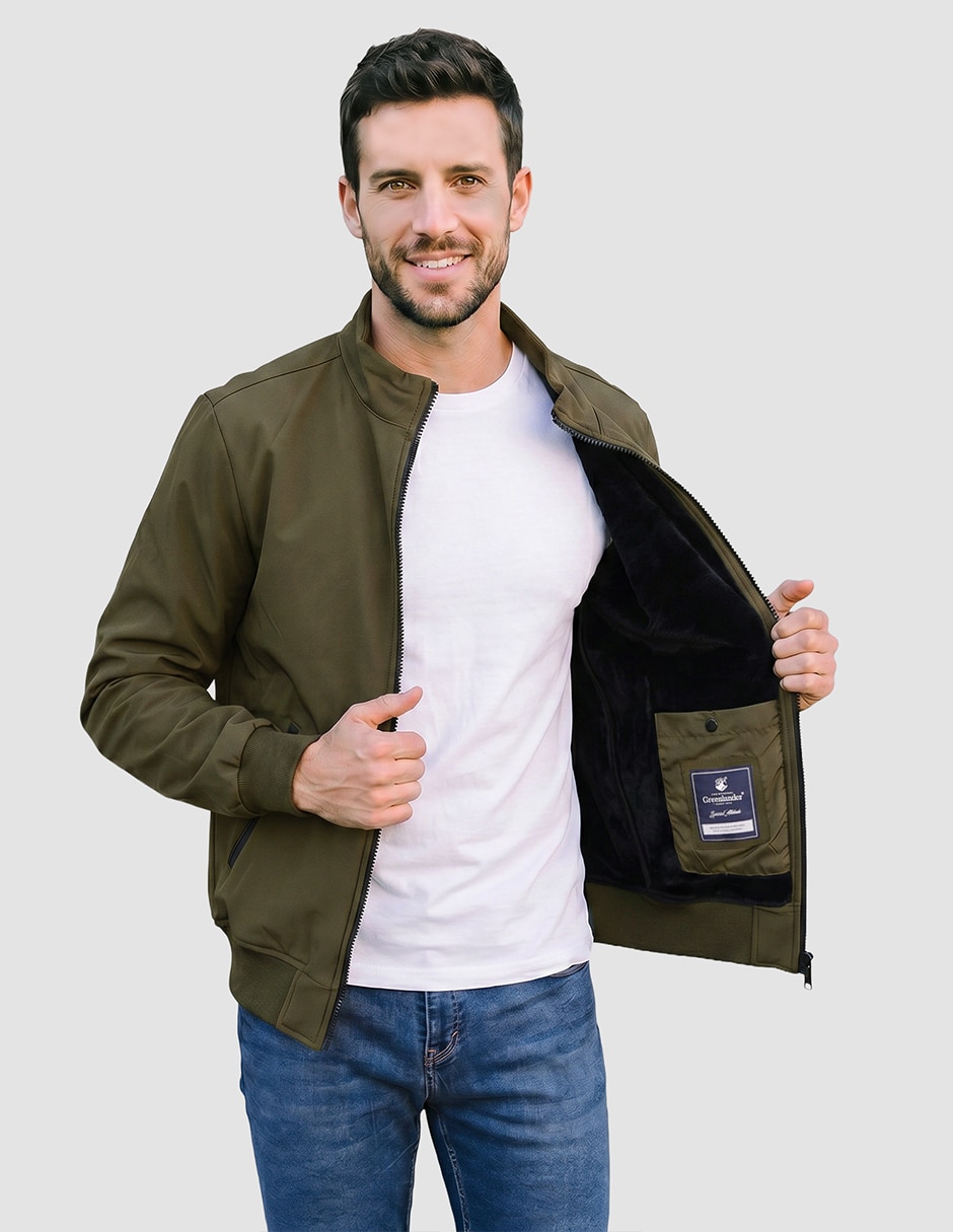 Chamarra casual sotfshell con bolsillos para hombre 3