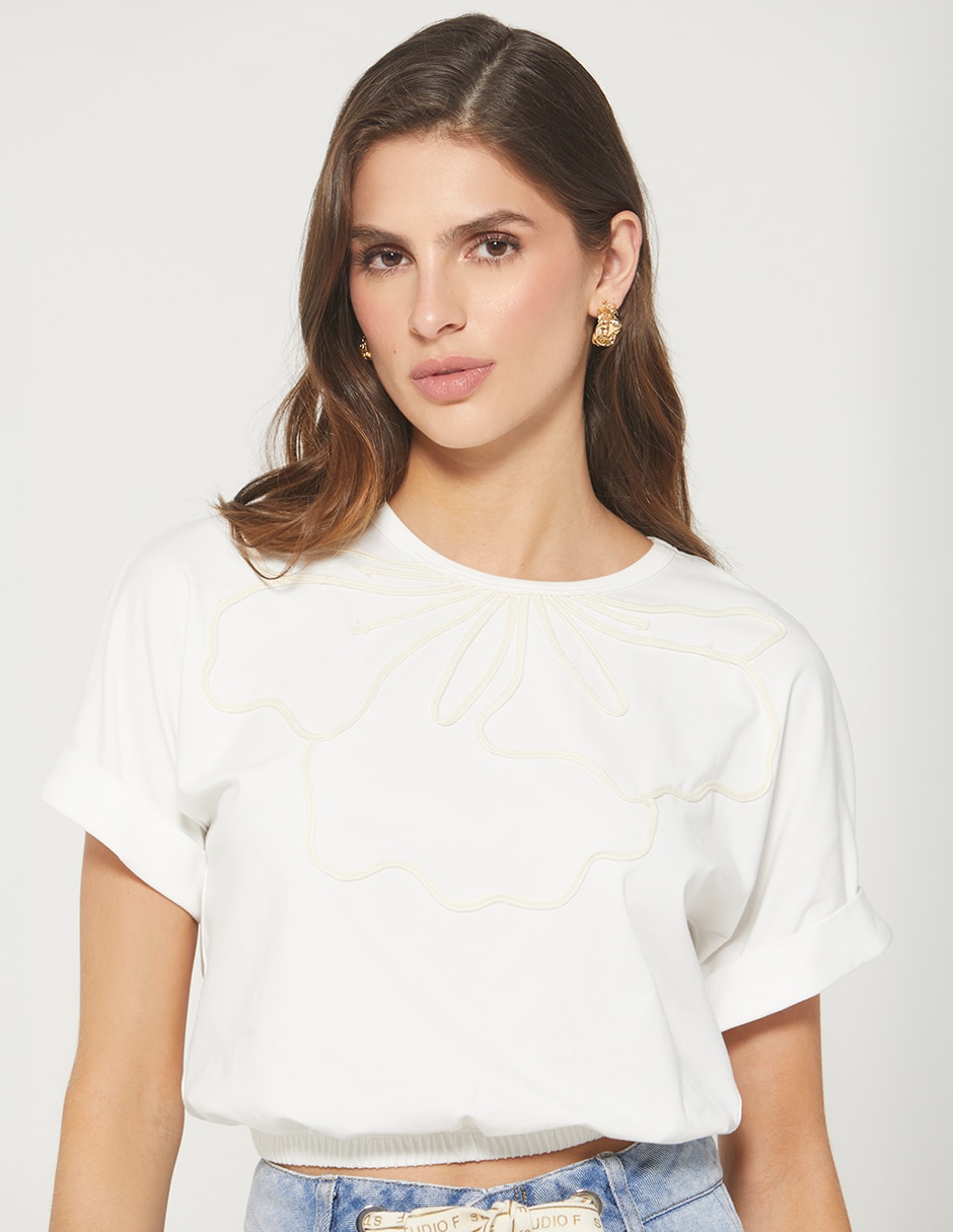 Playera manga corta Tropical Core cuello redondo mujer Playera manga corta Tropical Core cuello redondo mujer