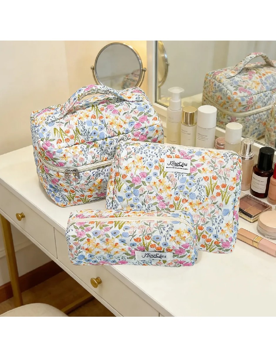 Set cosmetiquera para para maquillaje flor 3 piezas para mujer 2