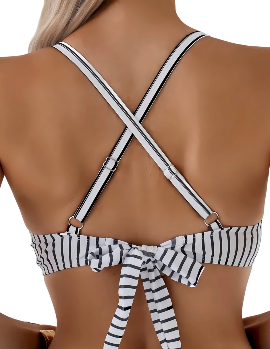 Conjunto bikini estampado a rayas para mujer 5