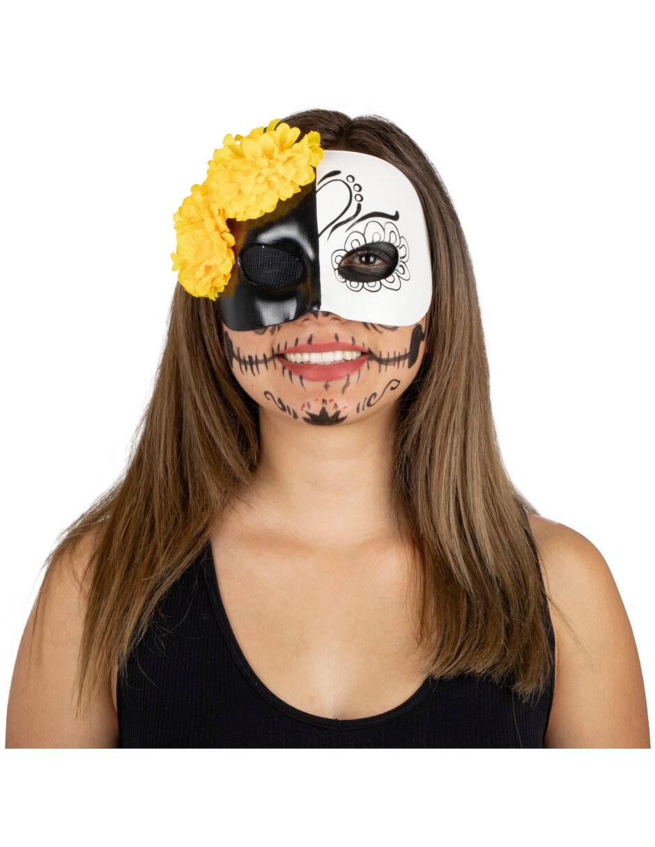 Máscara para disfraz de máscara calavera vida y muerte mujer máscaras rígidas Máscara para disfraz de máscara calavera vida y muerte mujer máscaras rígidas