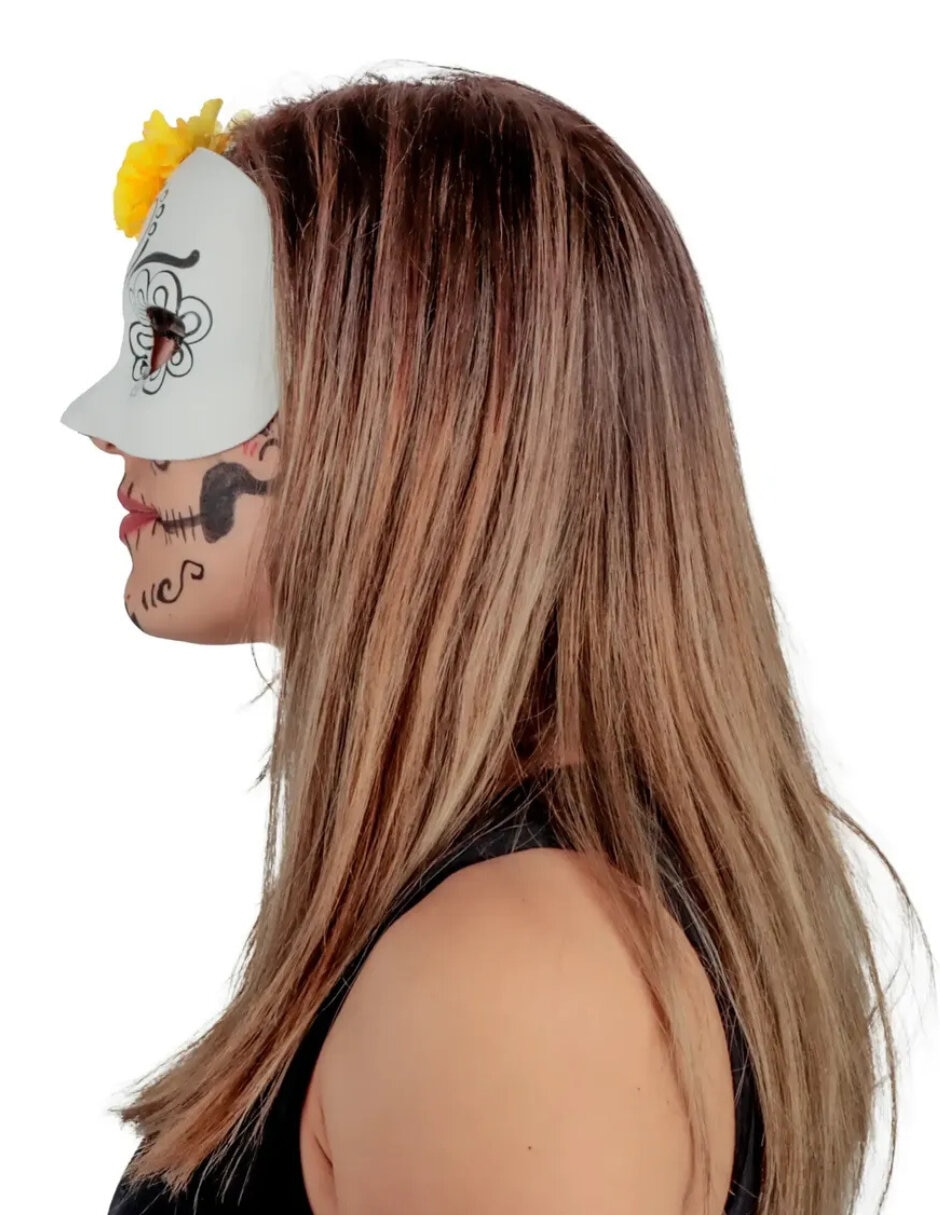 Máscara para disfraz de máscara calavera vida y muerte mujer máscaras rígidas 5