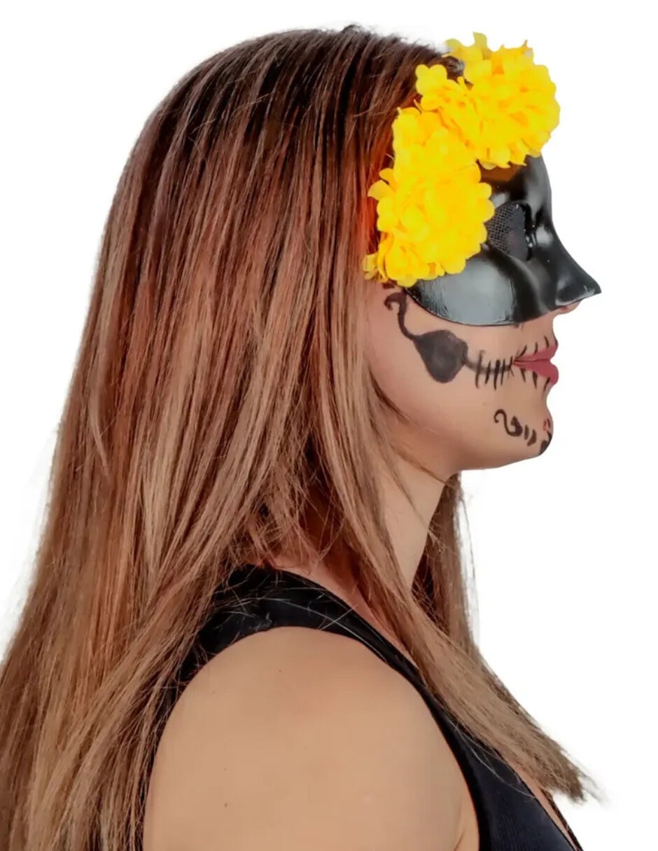 Máscara para disfraz de máscara calavera vida y muerte mujer máscaras rígidas 4