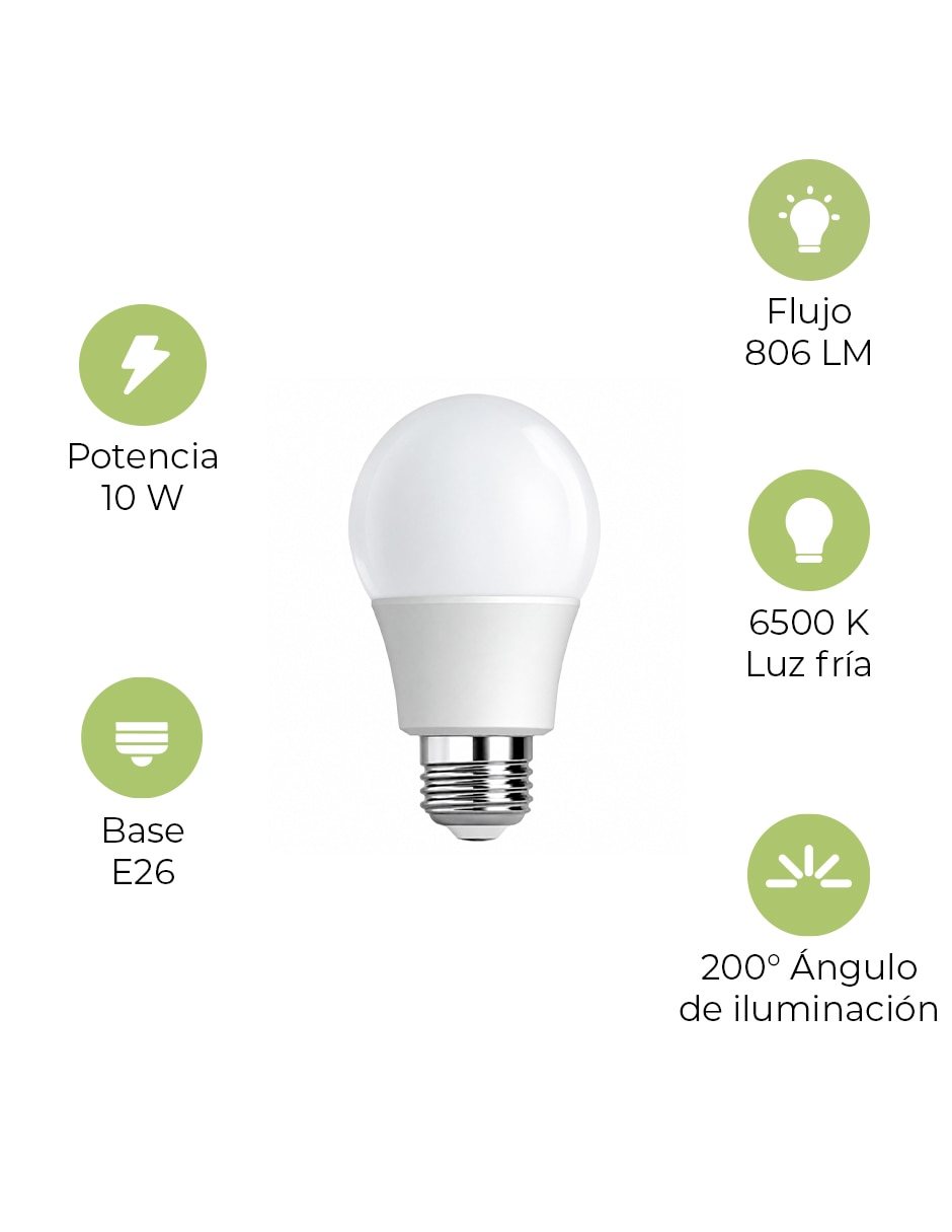 Foco led 9 w de consumo 9 w de iluminación 806 lm lúmenes 2