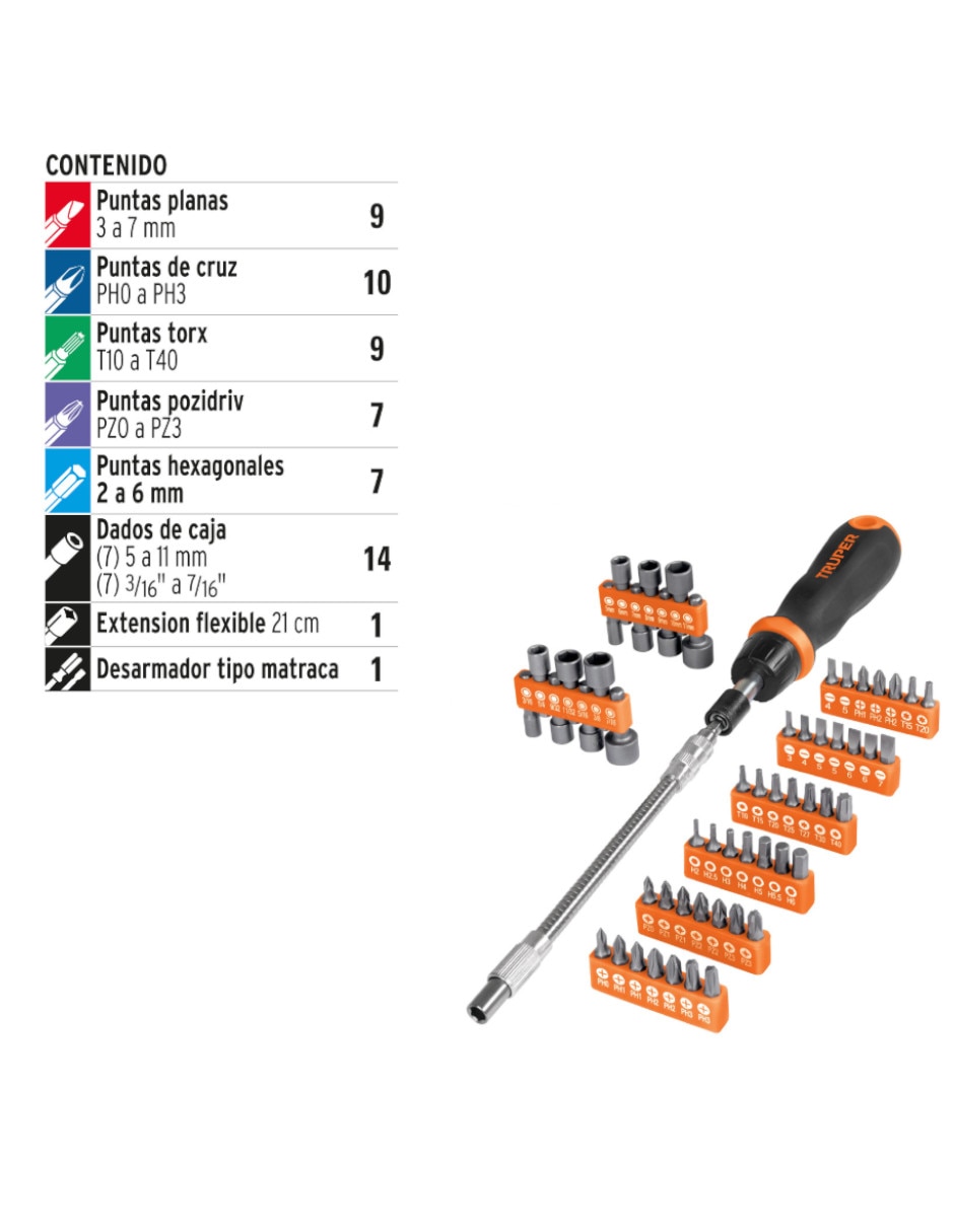 Desarmador multipuntas desarmador con matraca 42 piezas 3