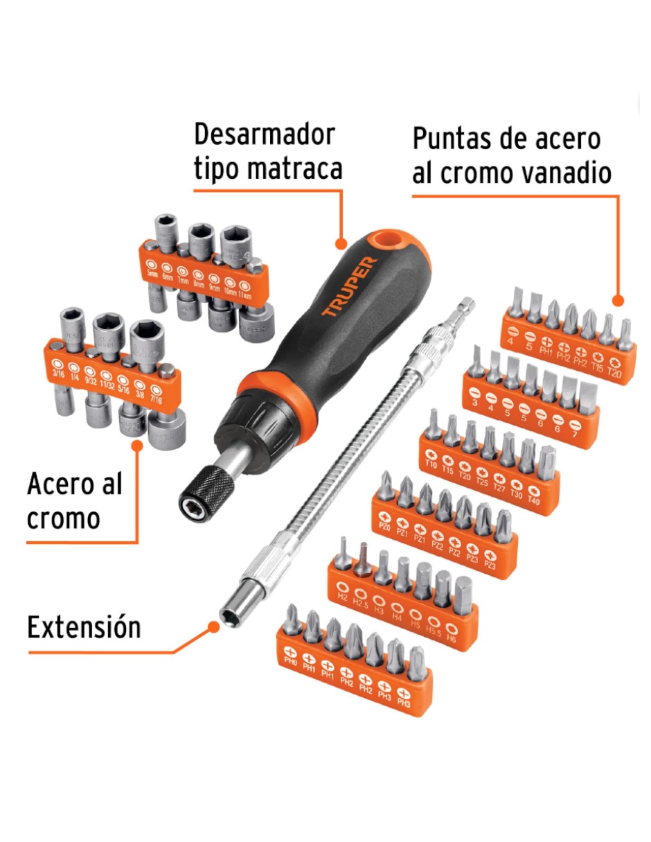 Desarmador multipuntas desarmador con matraca 42 piezas 4