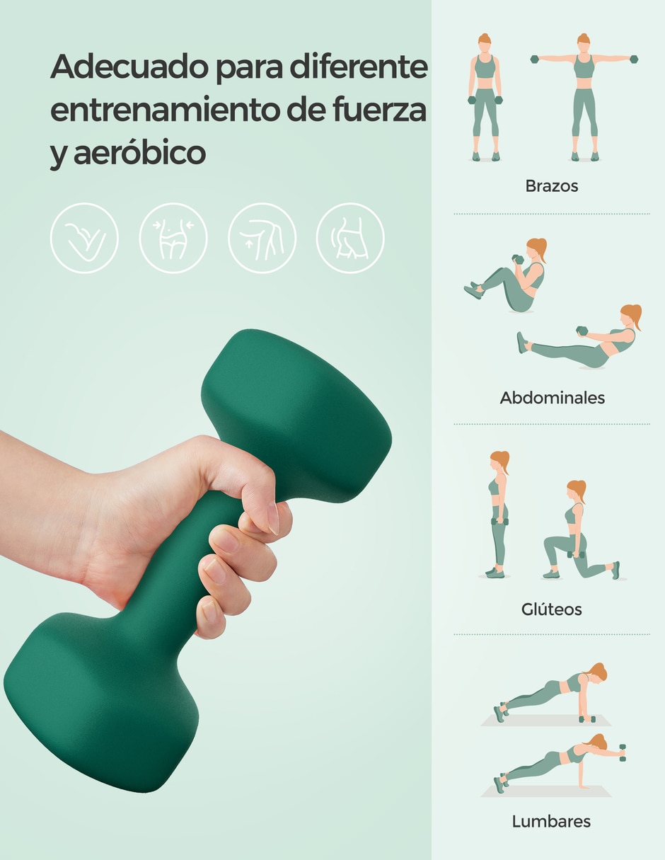 Mancuerna de peso fijo 8 kg 2 piezas 4
