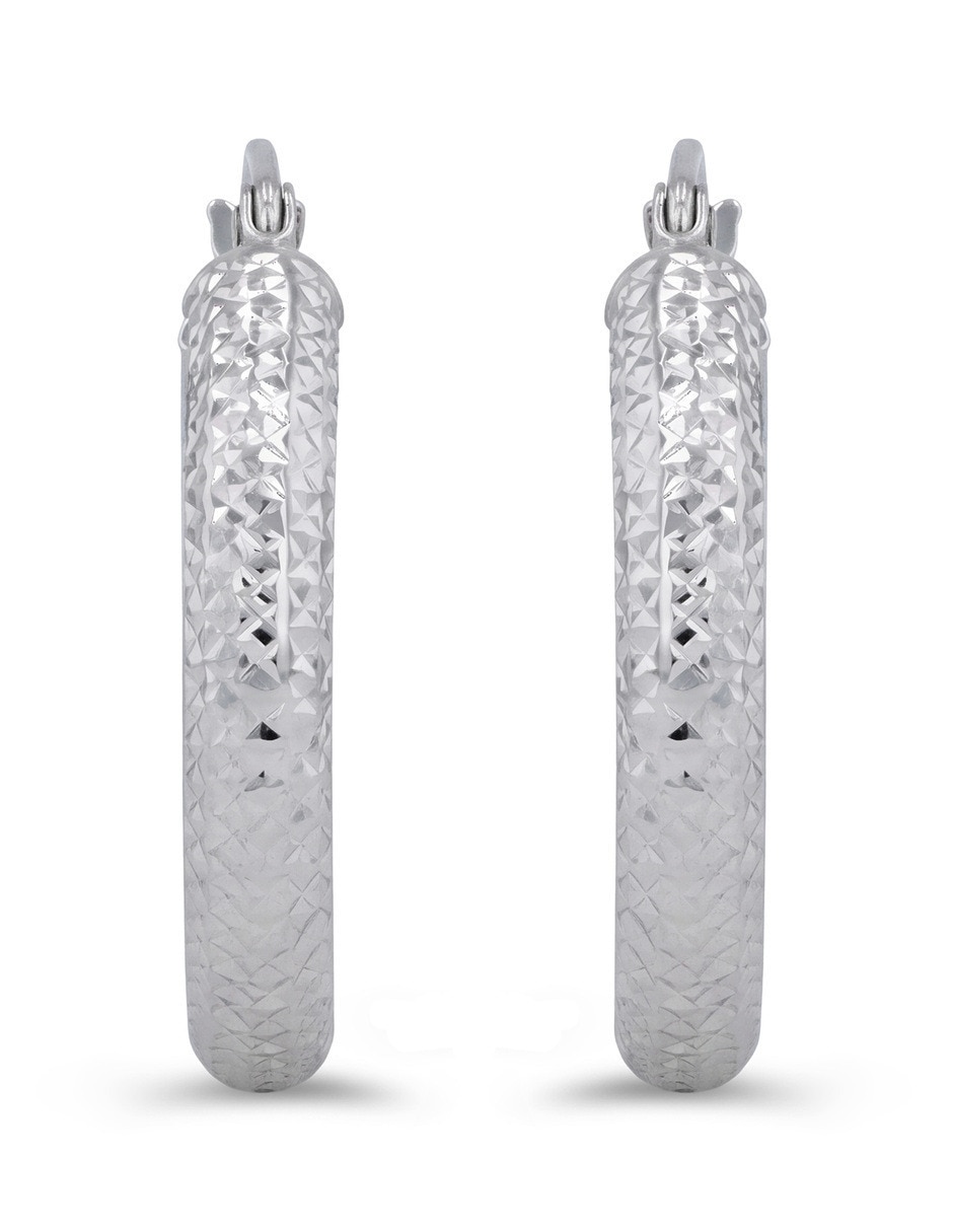 Arracadas joyerias bizzarro de oro blanco 14 k con acabado brillante