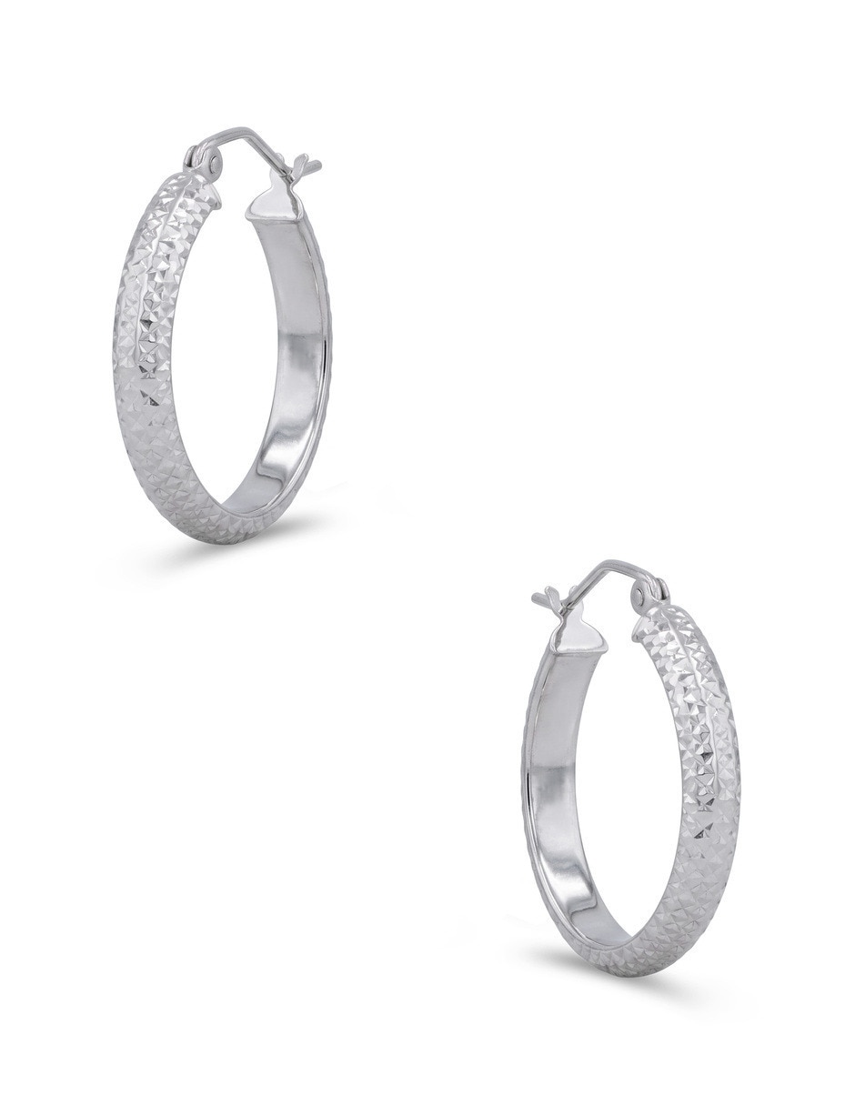 Arracadas joyerias bizzarro de oro blanco 14 k con acabado brillante