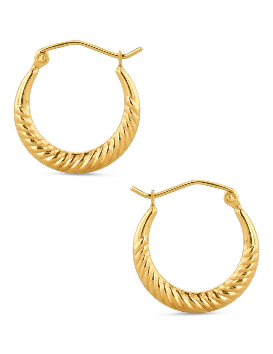 Arracadas de oro amarillo 14 k con acabado brillante 3