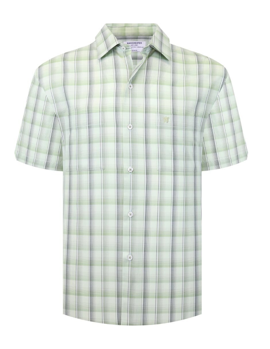 Camisa casual manchester manga corta para hombre 5