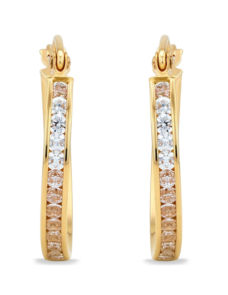 Arracadas joyerias bizzarro de oro amarillo 14 k con acabado brillante zirconia