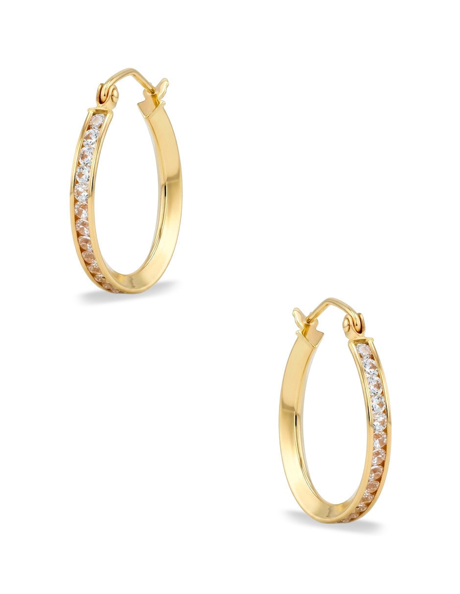 Arracadas joyerias bizzarro de oro amarillo 14 k con acabado brillante zirconia