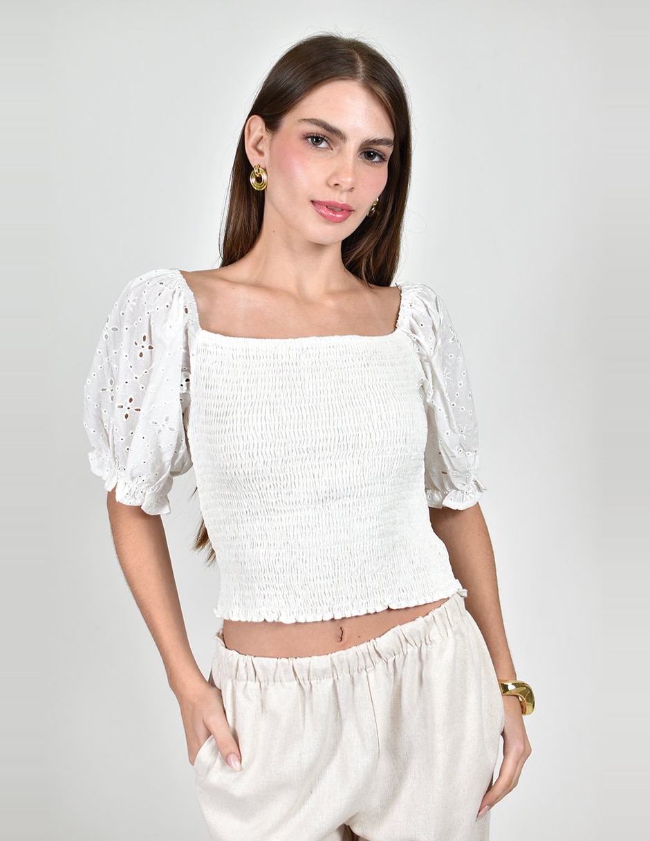 Blusa roman fashion manga corta para mujer
