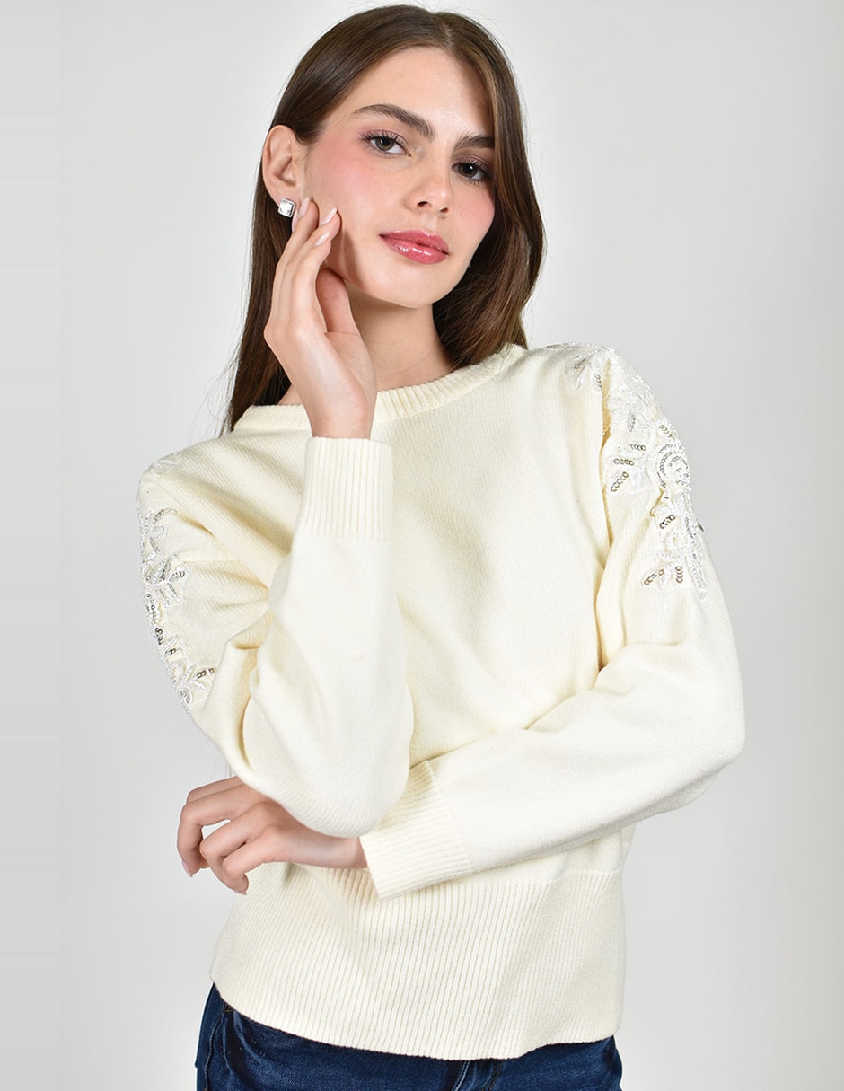 Suéter roman fashion cuello redondo para mujer