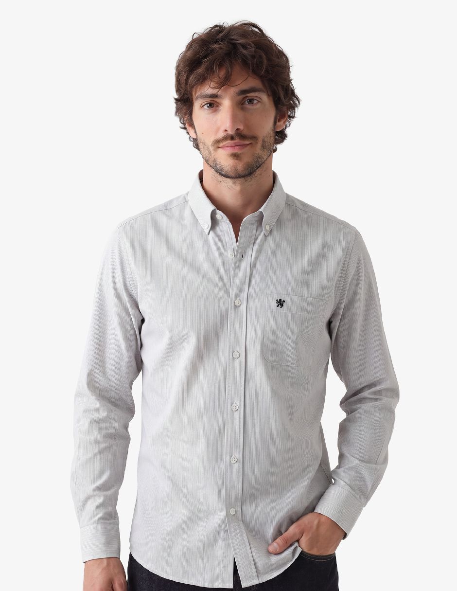 Camisa casual manchester manga larga para hombre 1