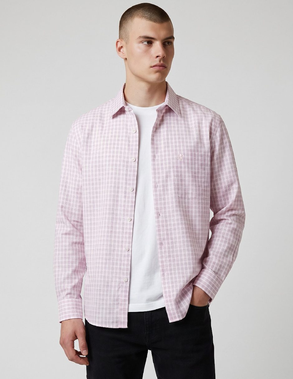 Camisa casual manchester de algodón manga larga para hombre Camisa casual manchester de algodón manga larga para hombre