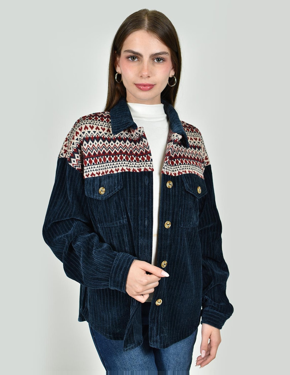 Camisa roman fashion de chenille manga larga para mujer