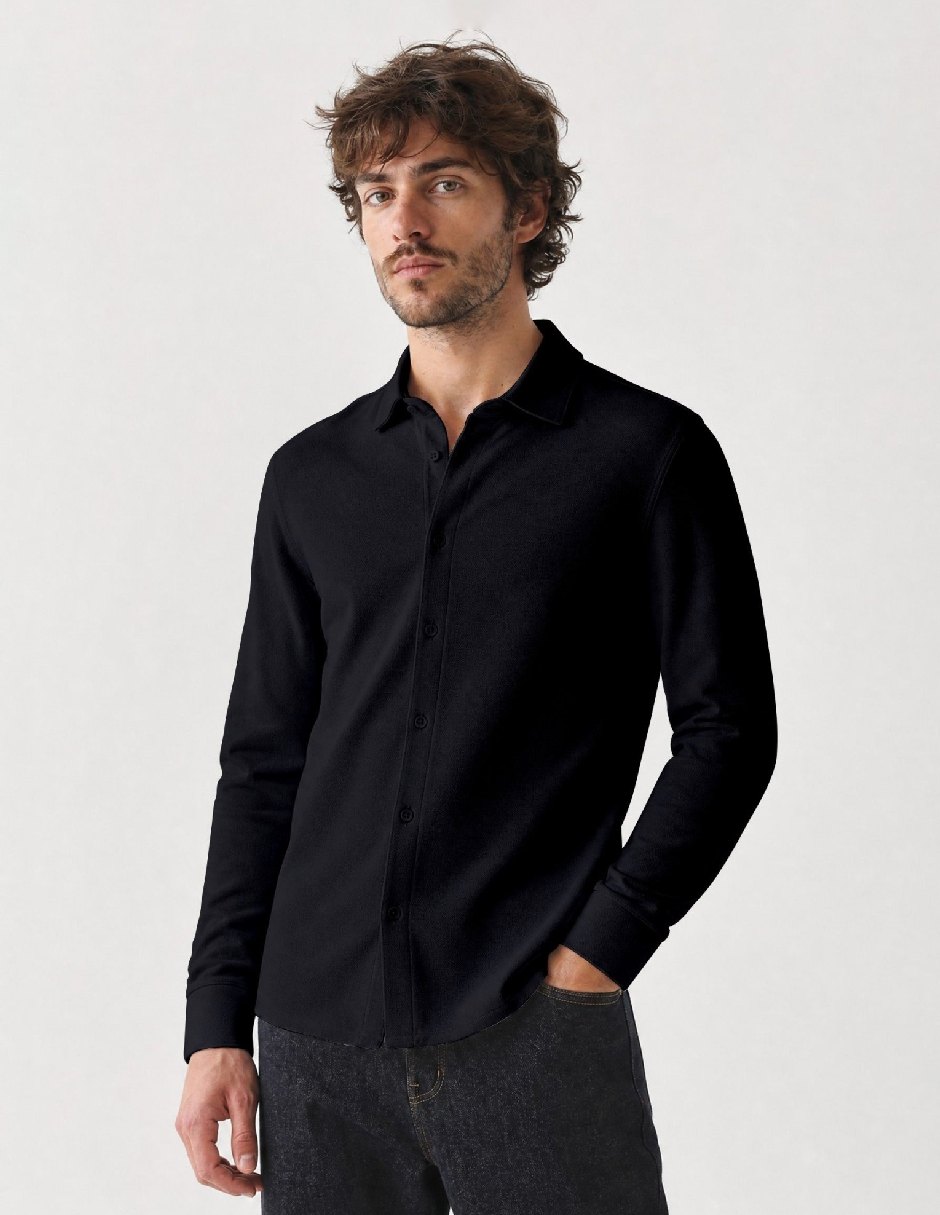 Camisa casual manchester manga larga para hombre 1