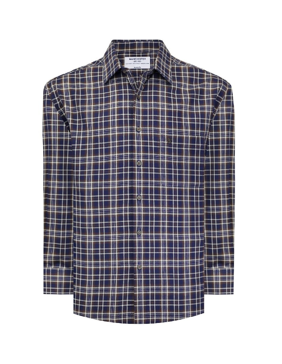 Camisa casual manchester de algodón manga larga para hombre Camisa casual manchester de algodón manga larga para hombre
