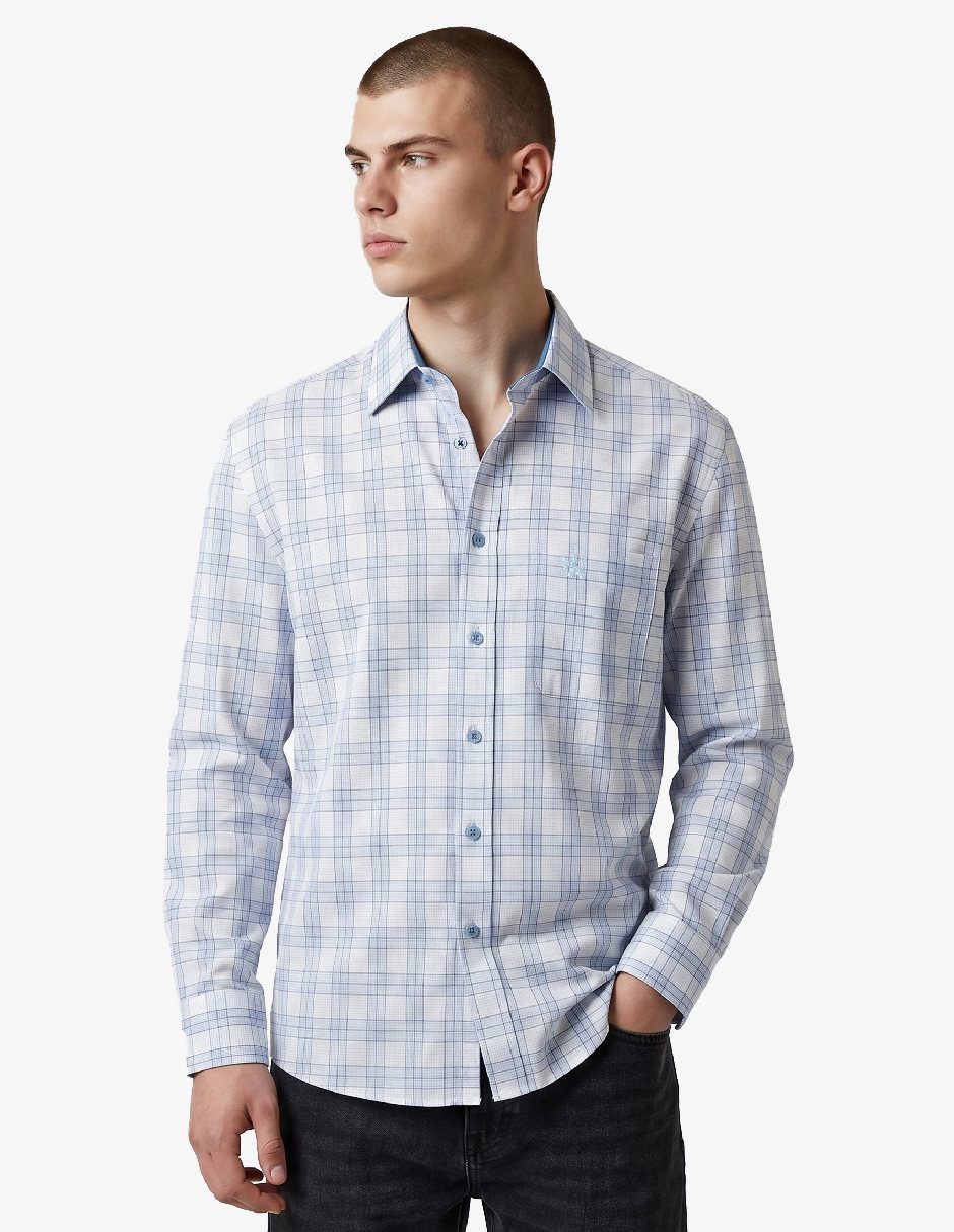 Camisa casual manchester manga larga para hombre
