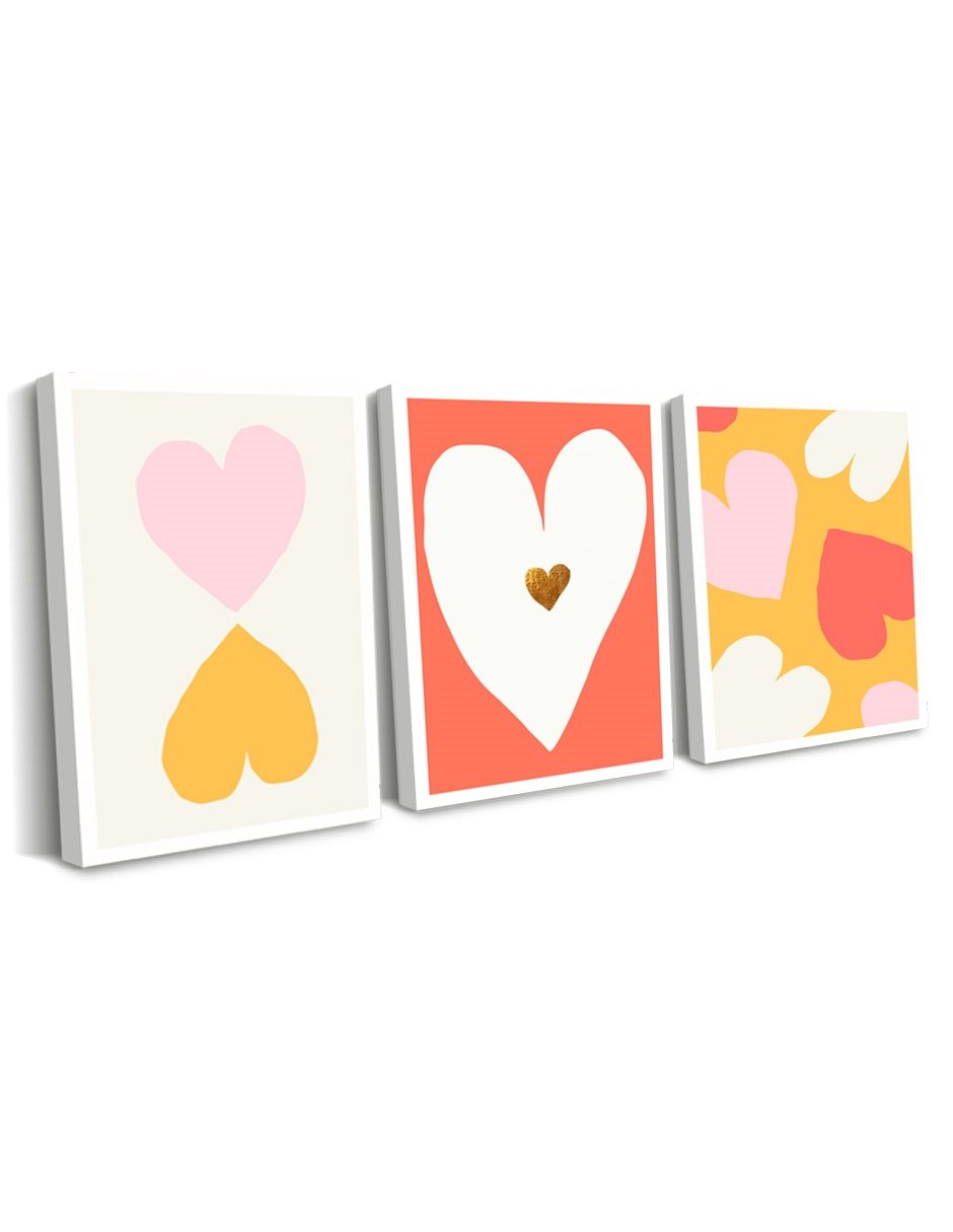 Set de conjunto de corazones impresos con hoja de oro con barniz a registro técnica impresión canvas art mx set de conjunto de corazones impresos con hoja de oro con barniz a registro 5