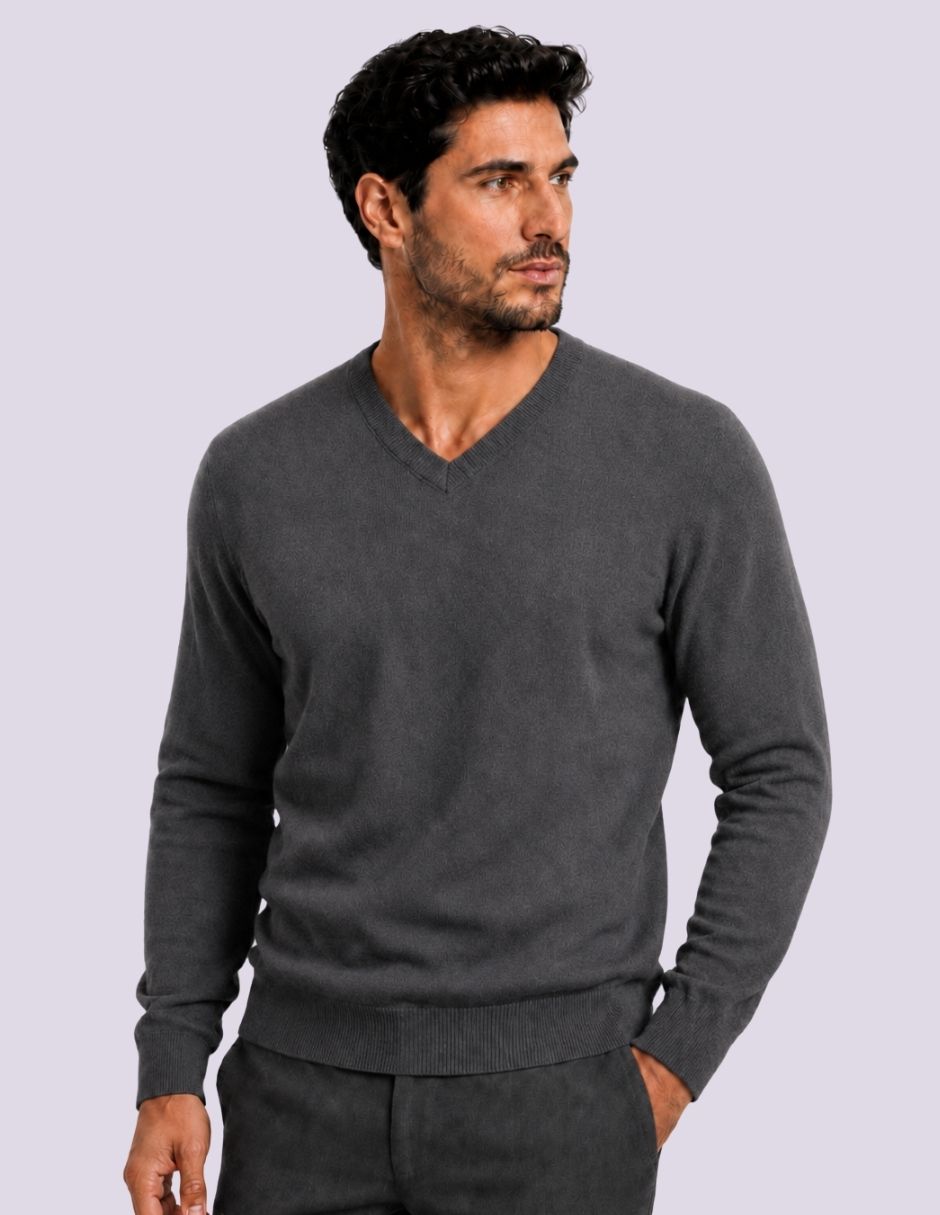 Suéter cuello v para hombre 2