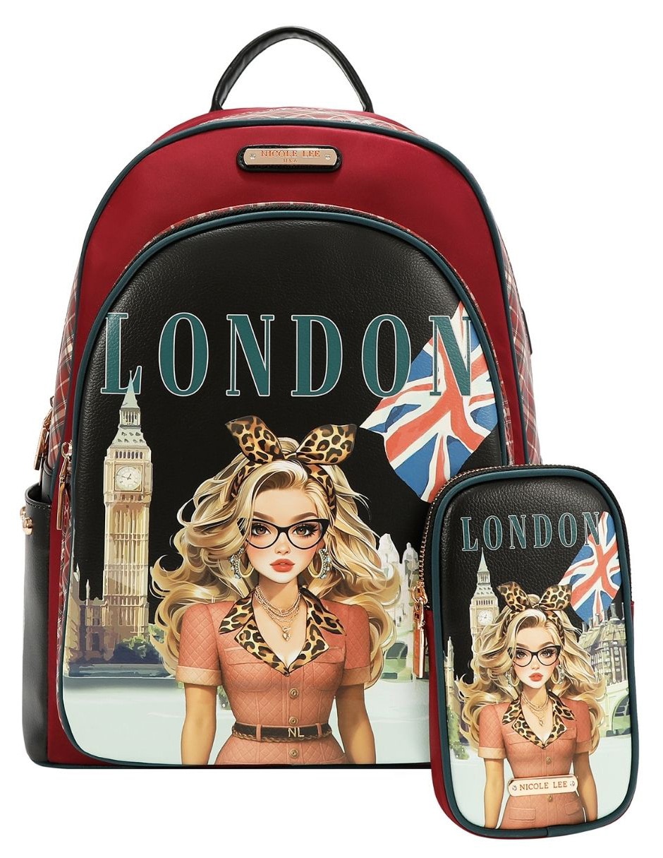 Mochila con portalaptop london eye impermeable para mujer 1